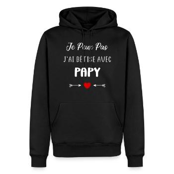 Je peux pas j'ai bêtise avec papy - Sweat à capuche Premium bio Homme - noir - Devant - Nico (187cm)
