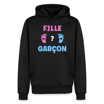 Fille ou garçon - Sweat à capuche Premium bio Homme - noir - Devant - Nico (187cm)