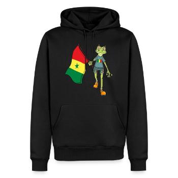 Grenouille éventail du Sénégal - Sweat à capuche Premium bio Homme - noir - Devant - Nico (187cm)