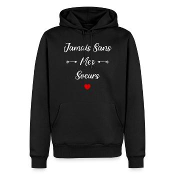 Jamais sans mes Soeurs - Sweat à capuche Premium bio Homme - noir - Devant - Nico (187cm)