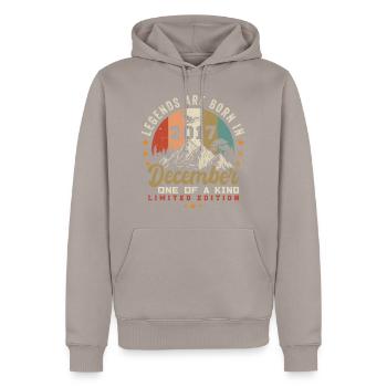 Les légendes ont été publiées en décembre 2017 - Retro 2017 - Sweat à capuche Premium bio Homme - taupe - Devant - Nico (187cm)