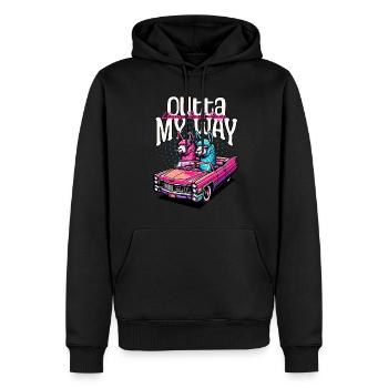 Llama Outta my way - road rage - Men’s Premium Organic Hoodie - black - Front - Nico (187cm)