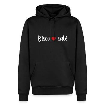 Bisous salé - Sweat à capuche Premium bio Homme - noir - Devant - Nico (187cm)