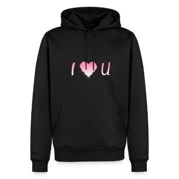 I Love u, ich liebe Dich, I love you - Männer Premium Bio Hoodie - Schwarz - Vorne - Nico (187cm)