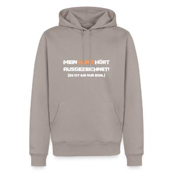 Lustiger Spruch Hund hört ausgezeichnet Hündin - Männer Premium Bio Hoodie - Taupe - Vorne - Nico (187cm)