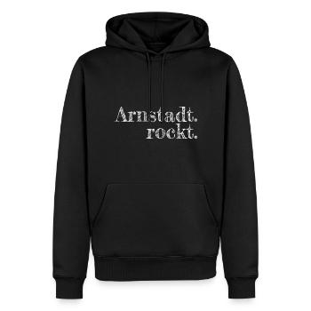Arnstadt rockt - Textdesign mit Stadtnamen - Männer Premium Bio Hoodie - Schwarz - Vorne - Nico (187cm)
