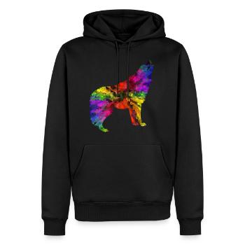 Regenbogen Wolf Edition 2 - Männer Premium Bio Hoodie - Schwarz - Vorne - Nico (187cm)