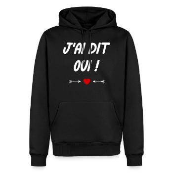 J'ai dit oui - Sweat à capuche Premium bio Homme - noir - Devant - Nico (187cm)