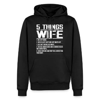 5 Things You Should Know About My Wife - Marriage - Sweat à capuche Premium bio Homme - noir - Devant - Nico (187cm)