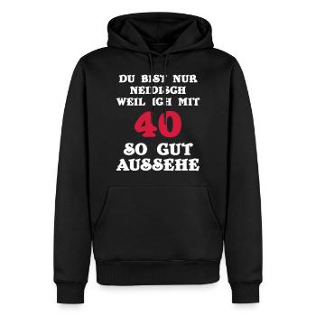 40. Geburtstag - Männer Premium Bio Hoodie - Schwarz - Vorne - Nico (187cm)