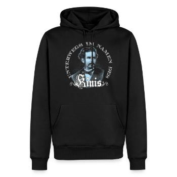 Unterwegs im Namen des Kinis - schwarze Shirts Ed - Männer Premium Bio Hoodie - Schwarz - Vorne - Nico (187cm)