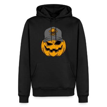 Grusel Halloween Pumpkin Kürbis mit Kappe - Männer Premium Bio Hoodie - Schwarz - Vorne - Nico (187cm)