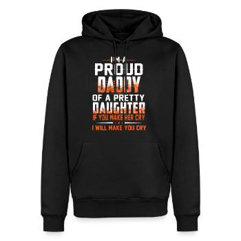 Je suis un papa fier ou une jolie fille - Sweat à capuche Premium bio Homme - noir - Devant - Nico (187cm)