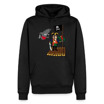 Piraten-Papagei Floß Hai - Männer Premium Bio Hoodie - Schwarz - Vorne - Nico (187cm)