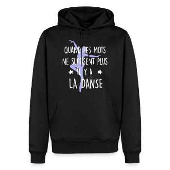 Danse - les mots - Sweat à capuche Premium bio Homme - noir - Devant - Nico (187cm)