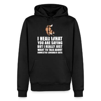 Longhair Chat cadeau mignon - Sweat à capuche Premium bio Homme - noir - Devant - Nico (187cm)