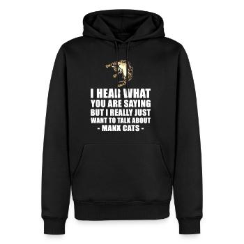 Chat mannois Fun cadeau - Sweat à capuche Premium bio Homme - noir - Devant - Nico (187cm)