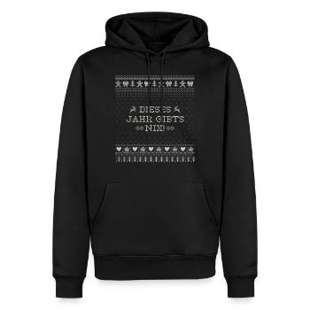 HEILIG ABEND, DIESES JAHR GIBTS NIX! - Männer Premium Bio Hoodie - Schwarz - Vorne - Nico (187cm)