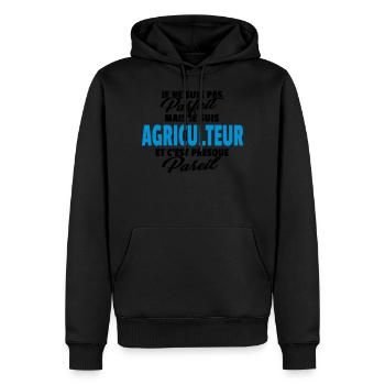 Pas parfait mais agriculteur - Sweat à capuche Premium bio Homme - noir - Devant - Nico (187cm)