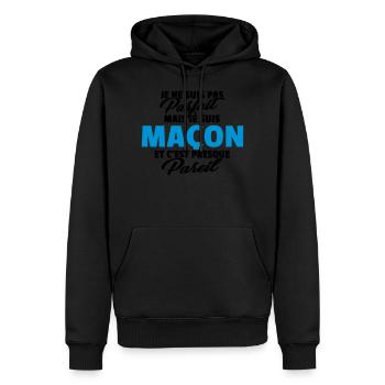 Pas parfait mais maçon - Sweat à capuche Premium bio Homme - noir - Devant - Nico (187cm)