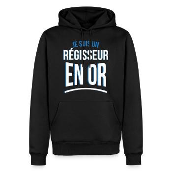 je suis un Régisseur en or cadeau idée humour - Sweat à capuche Premium bio Homme - noir - Devant - Nico (187cm)