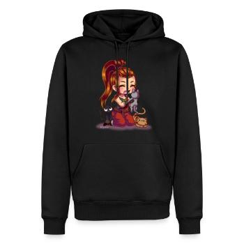 Brigitte and cats - Sweat à capuche Premium bio Homme - noir - Devant - Nico (187cm)