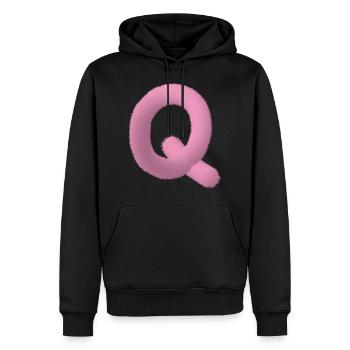 Fluffy Letter Q - Men’s Premium Organic Hoodie - black - Front - Nico (187cm)