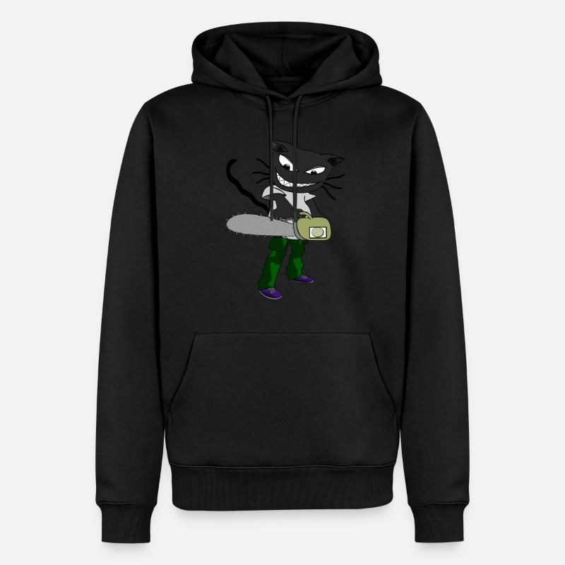 chat scie à chaîne - Sweat à capuche Premium bio Homme - noir
