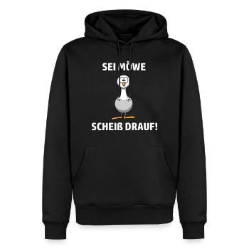 Sei Möwe Scheiß Drauf - Männer Premium Bio Hoodie - Schwarz - Vorne - Nico (187cm)