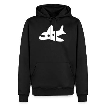 Flugzeug - Männer Premium Bio Hoodie - Schwarz - Vorne - Nico (187cm)