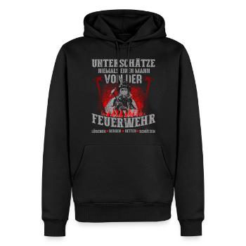 Pompiers - Sweat à capuche Premium bio Homme - noir - Devant - Nico (187cm)