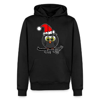 Niedliche Eule Weihnachten Weihnachtseule - Männer Premium Bio Hoodie - Schwarz - Vorne - Nico (187cm)
