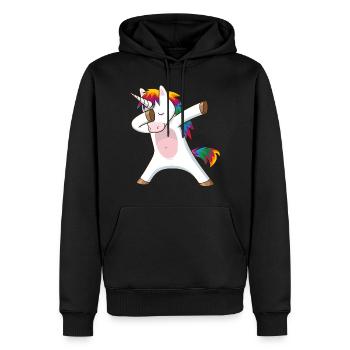 dabbing einhorn - Männer Premium Bio Hoodie - Schwarz - Vorne - Nico (187cm)