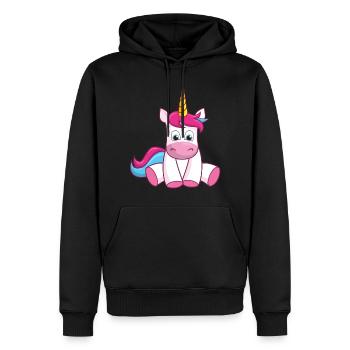 Licorne assise cadeau de licorne - Sweat à capuche Premium bio Homme - noir - Devant - Nico (187cm)