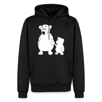 Drolly bébé ours avec papa ou maman - Sweat à capuche Premium bio Homme - noir - Devant - Nico (187cm)