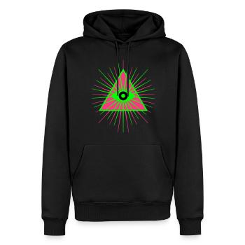 65 Allsehendes Auge Gottes Dreieck Strahlen - Männer Premium Bio Hoodie - Schwarz - Vorne - Nico (187cm)