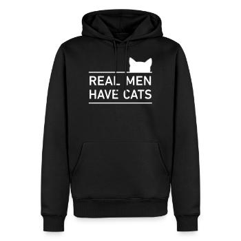 real men have cats - Männer Premium Bio Hoodie - Schwarz - Vorne - Nico (187cm)