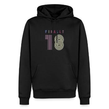 Enfin, dix-huit anniversaire cadeau - Sweat à capuche Premium bio Homme - noir - Devant - Nico (187cm)