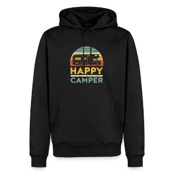 HAPPY CAMPER - Sweat à capuche Premium bio Homme - noir - Devant - Nico (187cm)