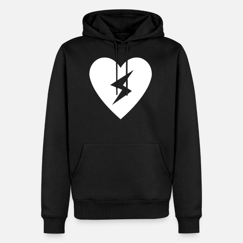 Herz Blitz - Männer Premium Bio Hoodie - Schwarz
