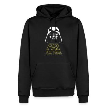 JE NE SUIS PAS TON PERE - Sweat à capuche Premium bio Homme - noir - Devant - Nico (187cm)