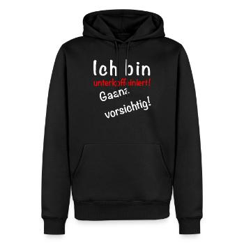 Ich bin unterkoffeiniert Gaanz vorsichtig! Kaffee - Männer Premium Bio Hoodie - Schwarz - Vorne - Nico (187cm)