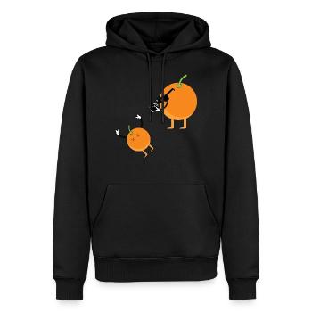 orange qui prend une photo, ( jus d'orange ) - Sweat à capuche Premium bio Homme - noir - Devant - Nico (187cm)