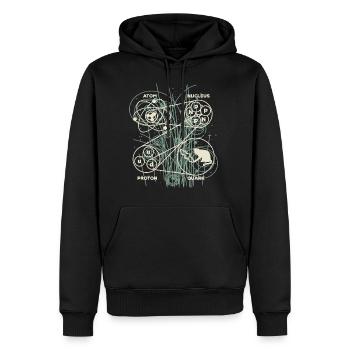Mécanique quantique Théorie des cordes - Sweat à capuche Premium bio Homme - noir - Devant - Nico (187cm)