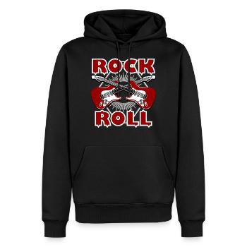 Guitare rock and roll - Sweat à capuche Premium bio Homme - noir - Devant - Nico (187cm)