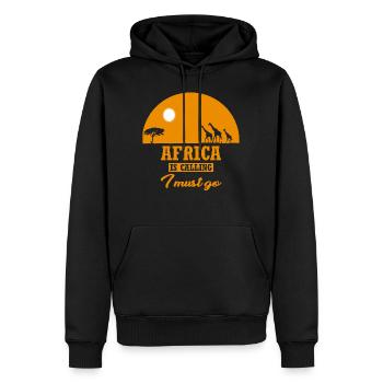 L'AFRIQUE EST APPELANT Je dois aller en Afrique Savannah Girafe - Sweat à capuche Premium bio Homme - noir - Devant - Nico (187cm)