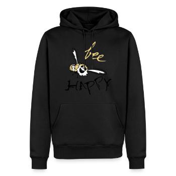 bee happy - Men’s Premium Organic Hoodie - black - Front - Nico (187cm)