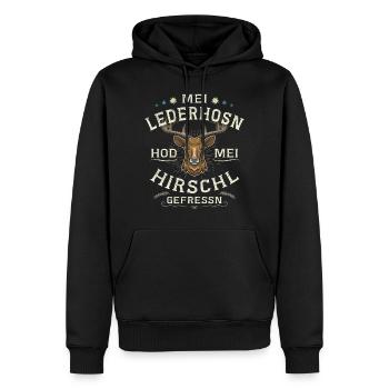 Lederhosn Ersatz Hirsch Geschenk - Männer Premium Bio Hoodie - Schwarz - Vorne - Nico (187cm)