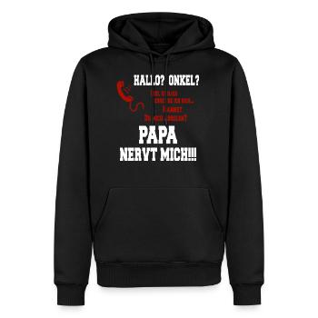 Hallo Onkel - Papa nervt mich! weiss - Männer Premium Bio Hoodie - Schwarz - Vorne - Nico (187cm)