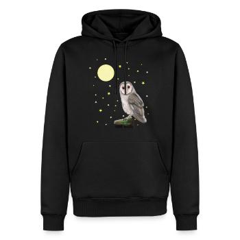 Eule, Mond, Sterne - Männer Premium Bio Hoodie - Schwarz - Vorne - Nico (187cm)